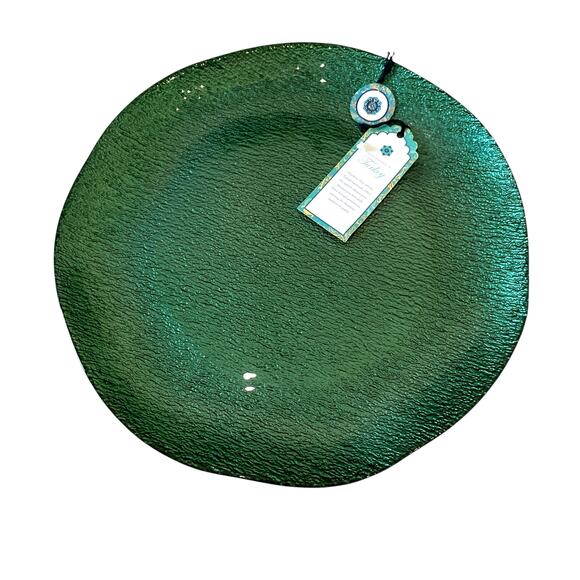 Artistic Accents Green Turkish Glass Charger Plate 13in Christmas Holiday New - Picture 4 of 11